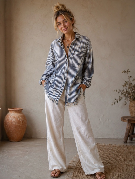 We The Free Tops - We The Free  Railroad Striped Shirt XS